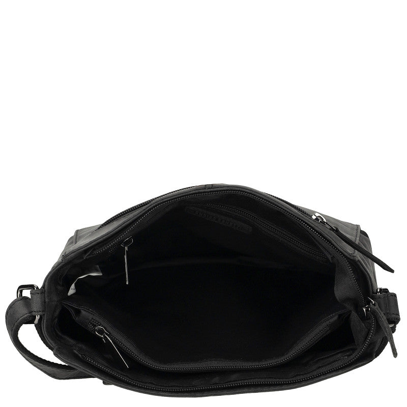 Genua Leren Schoudertas – Zwart