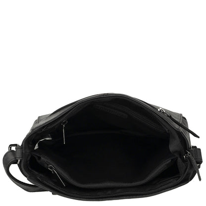 Genua Leren Schoudertas – Zwart