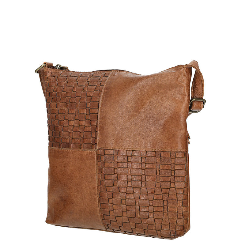 Sicily Crossbody Tas Cognac Leer Met Luxe Afwerking En Tijdloze Uitstraling 25 x 4 x 25,5 Cm