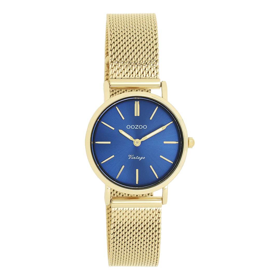 Goudkleurige OOZOO horloge met goudkleurige metalen mesh armband - C20293