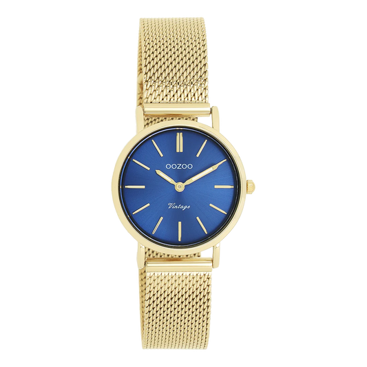 Goudkleurige OOZOO horloge met goudkleurige metalen mesh armband - C20293