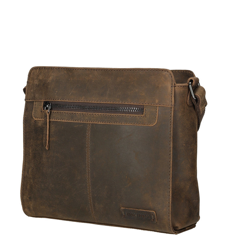 Genua Leren Schoudertas – Donkerbruin
