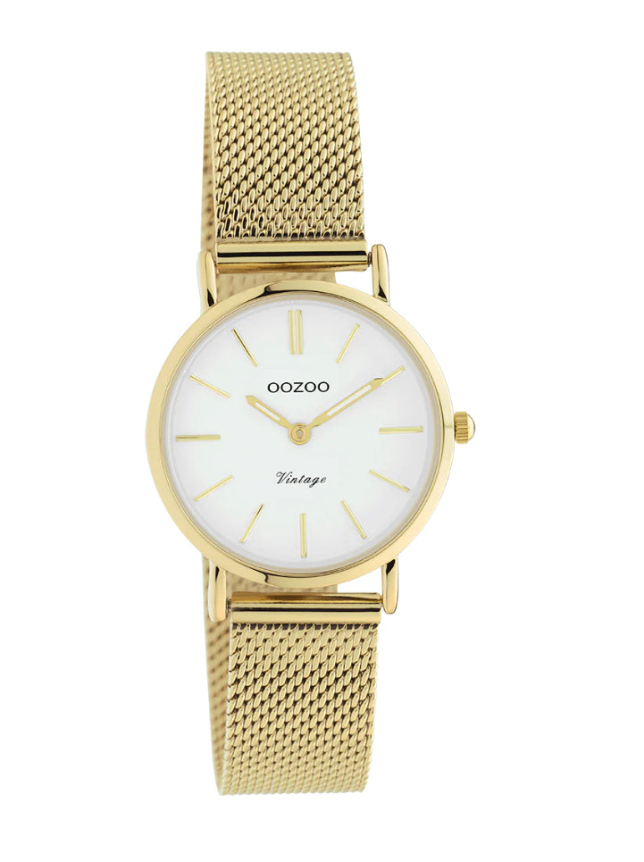 Gold OOZOO watch with gold metal mesh bracelet - C20231