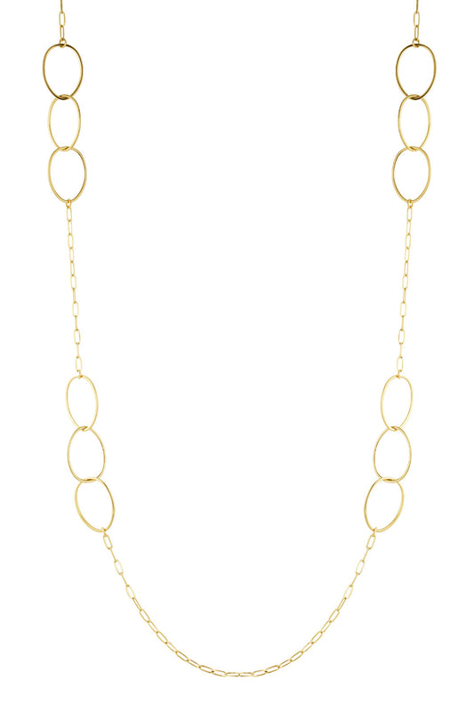Lange ketting met driedubbele ovale bedels - goud