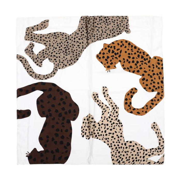 Vierkant sjaaltje met panters bruin