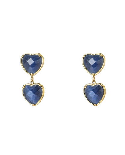 Day & Eve oorbellen hearts dangle blauw