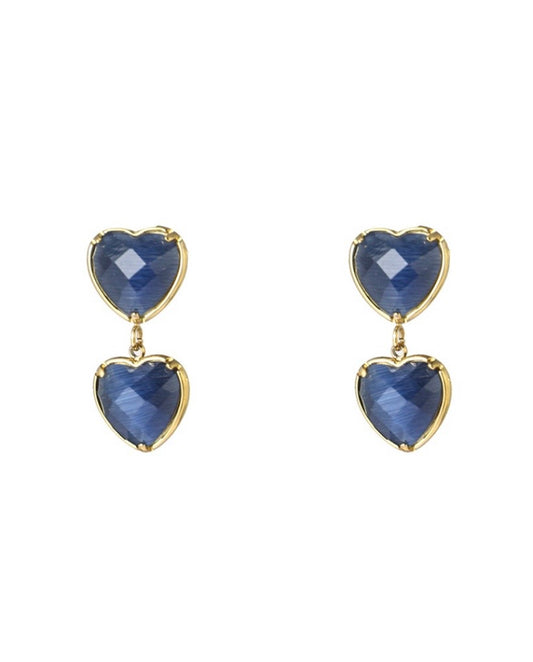 Day & Eve oorbellen hearts dangle blauw