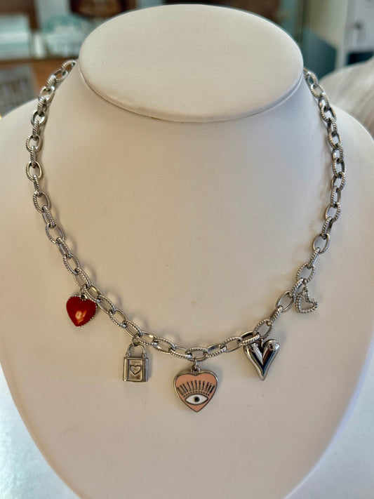 Day en Eve bedelketting hartjes zilver