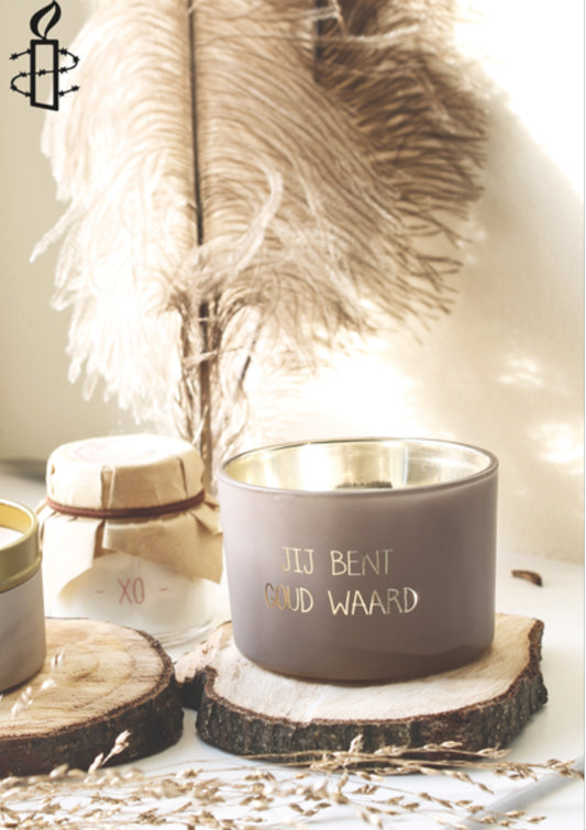 My Flame Sojakaars Jij Bent Goud Waard - Fig's Delight Geurkaars Biologische Sojawas