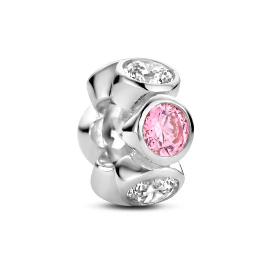 Rosa Di Luca zilver bedel zirkonia wit rose