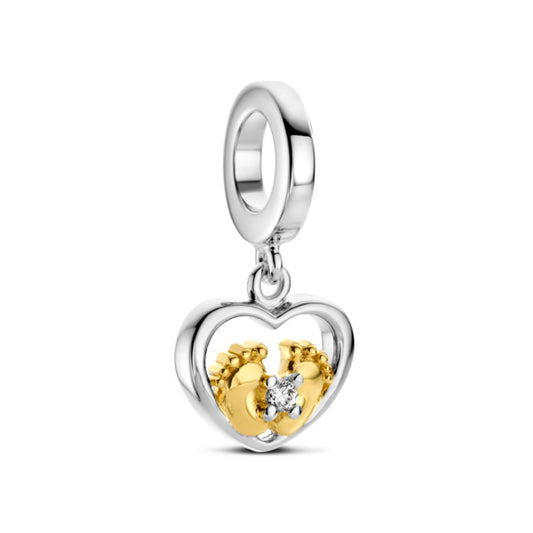 Rosa Di Luca zilver bedel zirkonia hanger hart verguld