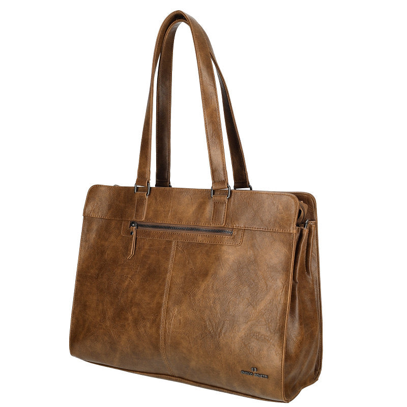 Enrico Benetti Julia Schoudertas Laptoptas Voor Laptop 15 Inch Camel Dames 40 X 14 X 32 Cm