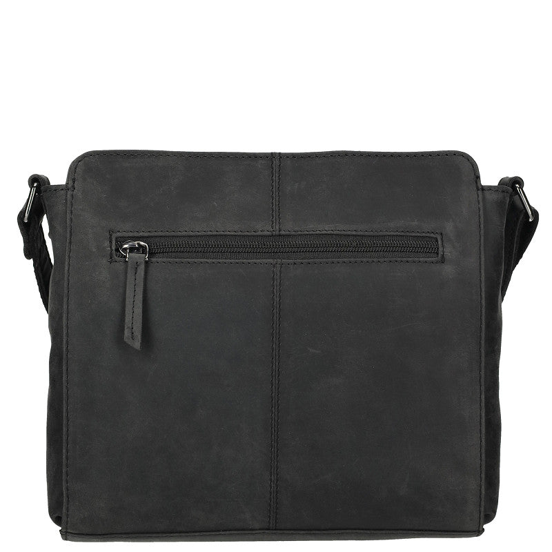 Genua Leren Schoudertas – Zwart