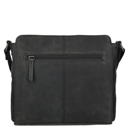 Genua Leren Schoudertas – Zwart