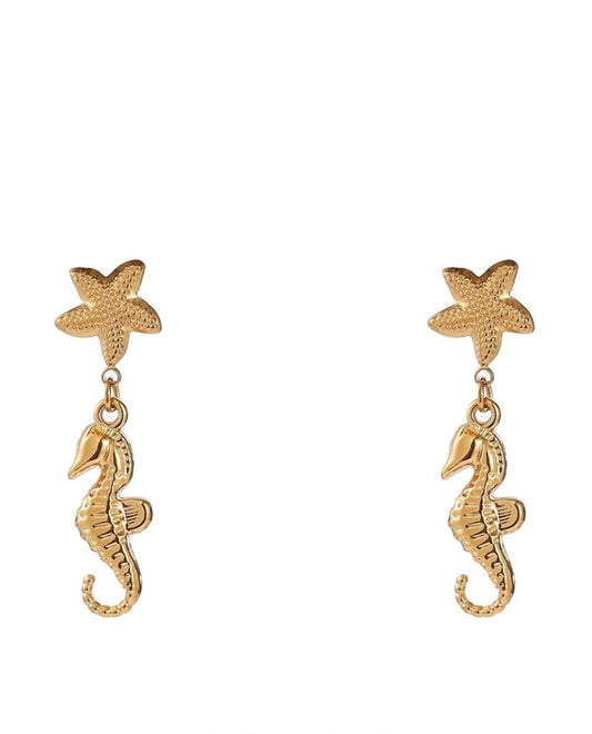 Day en Eve oorbellen zeester met zeepaardje