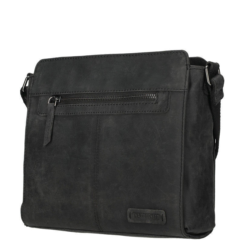 Genua Leren Schoudertas – Zwart