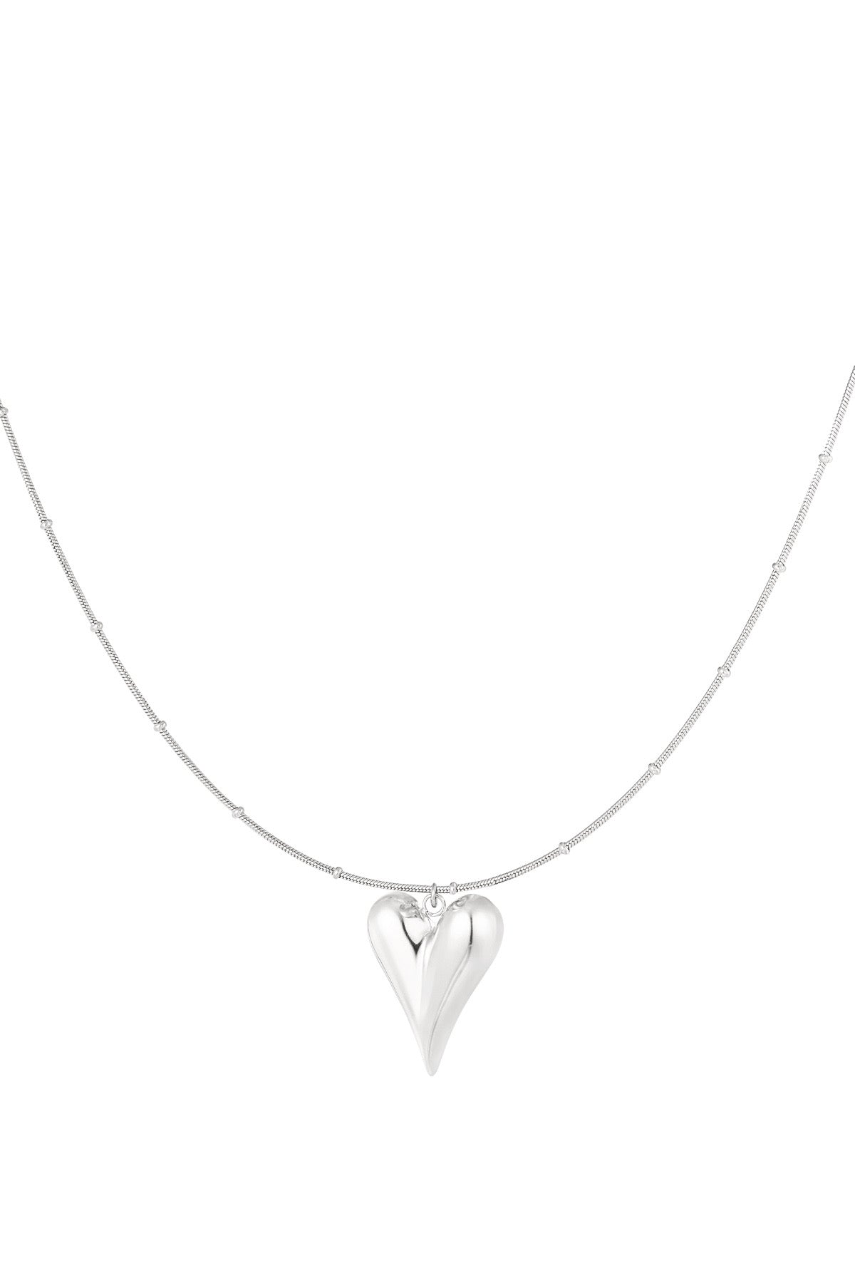 Bolletjes ketting met iconische hart groot - zilver