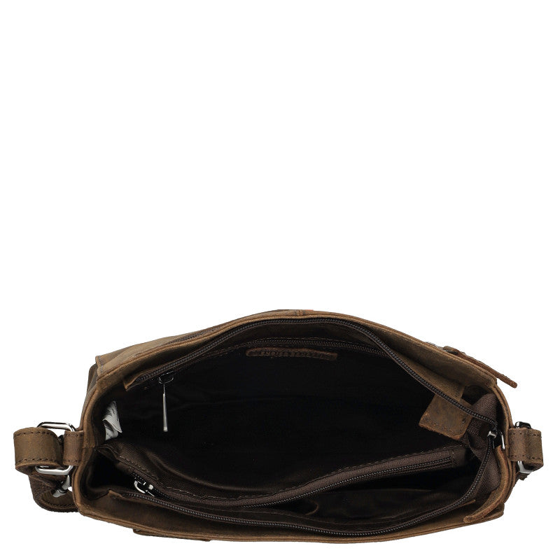 Genua Leren Schoudertas – Donkerbruin