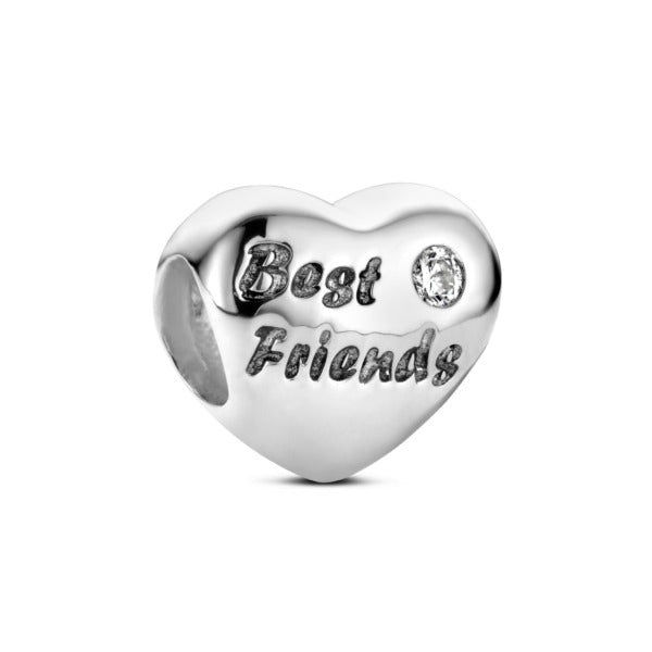 Rosa Di Luca zilver bedel zirkonia hart best friends