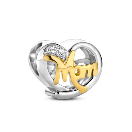 Rosa Di Luca zilver bedel zirkonia hart mom verguld