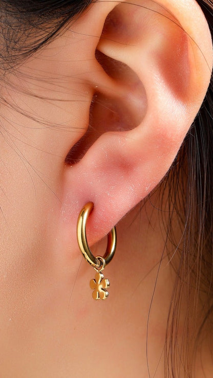 Sparkly Flower Hoop - 14K