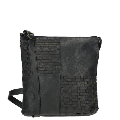 Sicily Crossbody Tas Zwart Van Echt Leren Met Strakke Silhouet En Ruim Formaat 25 X 4 X 25,5 Cm