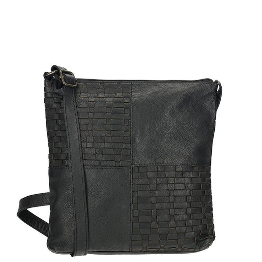 Sicily Crossbody Tas Zwart Van Echt Leren Met Strakke Silhouet En Ruim Formaat 25 X 4 X 25,5 Cm