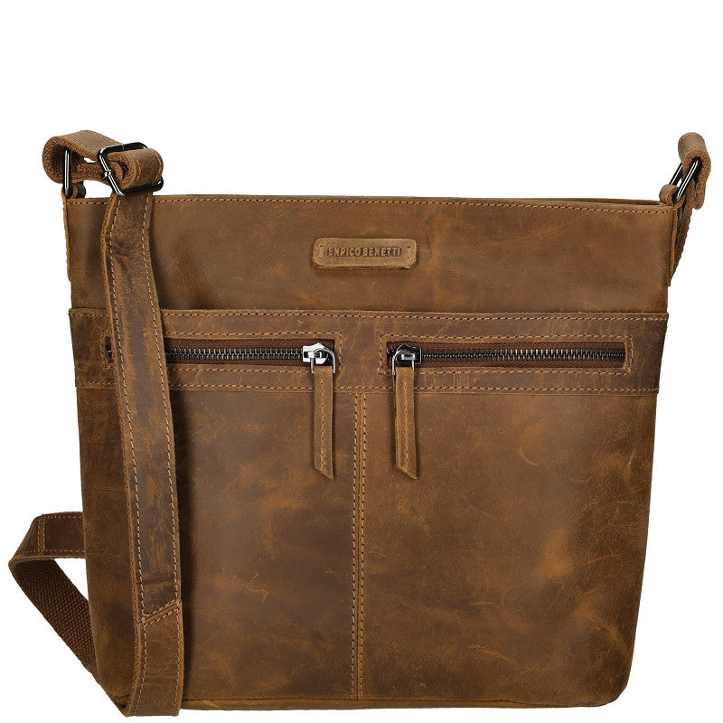 Genua Schoudertas Cognac Leder 30x12x25 Cm Luxe Dames Schoudertas Met Verstelbare Band