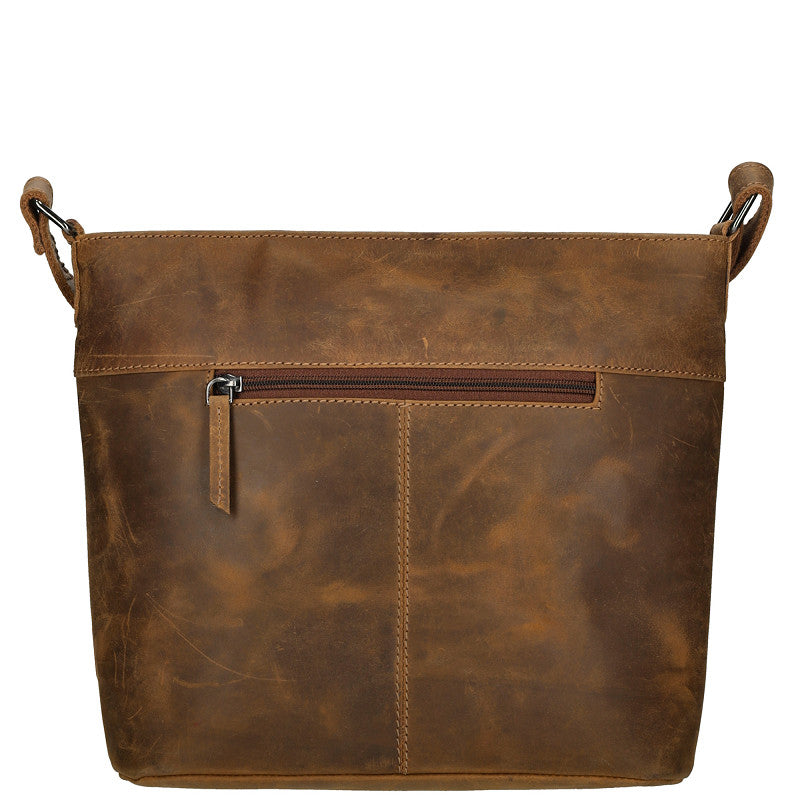 Genua Schoudertas Cognac Leder 30x12x25 Cm Luxe Dames Schoudertas Met Verstelbare Band