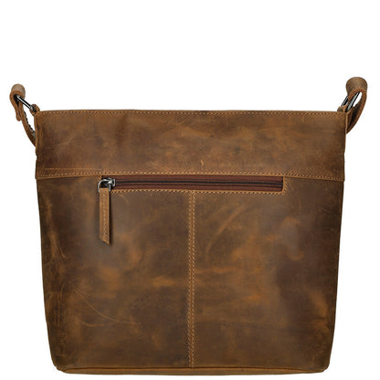 Genua Schoudertas Cognac Leder 30x12x25 Cm Luxe Dames Schoudertas Met Verstelbare Band