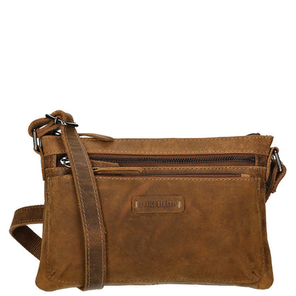 Genua Crossbody Tas Camel Van Leder Met Luxe Uitstraling En Compact Formaat 24 x 4 x 16 Cm