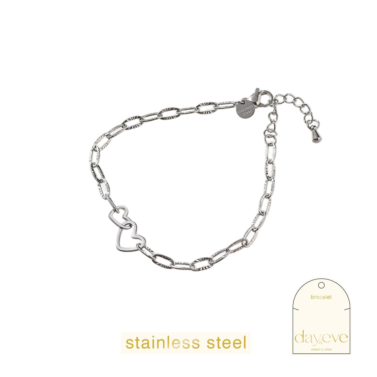 Day & Eve Linked Hearts Bracelet Zilver