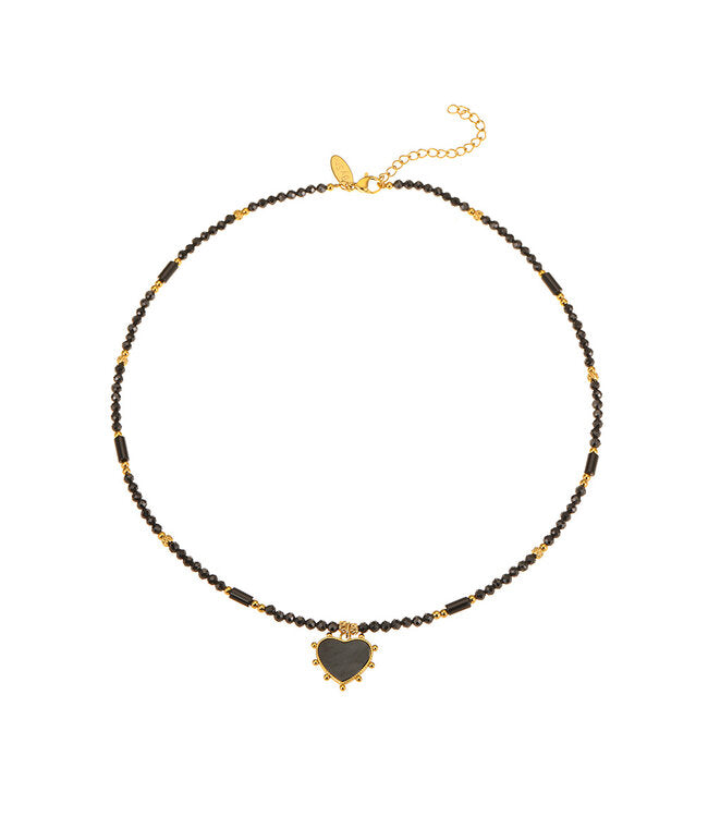 BY SHIR KETTING LUXE SUNGLOW ZWART AGAAT HART