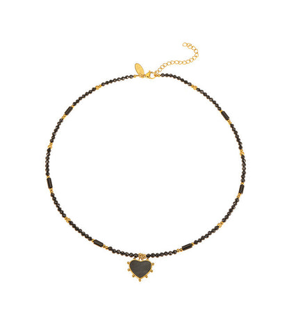 BY SHIR KETTING LUXE SUNGLOW ZWART AGAAT HART