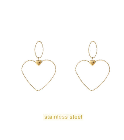 Day Eve Oorbellen Ovaal Hart Goudkleurig Stainless Steel Hypoallergeen Accessoire Voor Dagelijks Gebruik