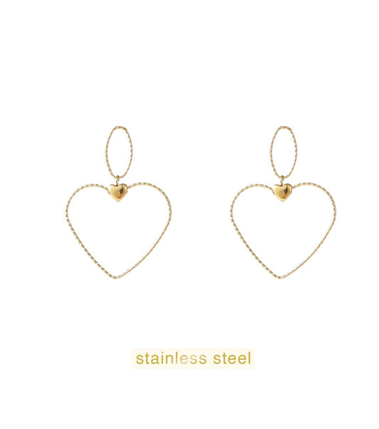 Day Eve Oorbellen Ovaal Hart Goudkleurig Stainless Steel Hypoallergeen Accessoire Voor Dagelijks Gebruik