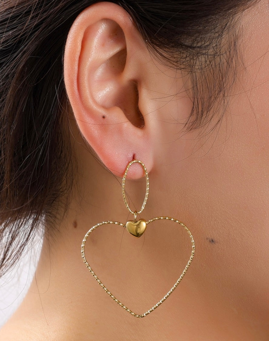 Day Eve Oorbellen Ovaal Hart Goudkleurig Stainless Steel Hypoallergeen Accessoire Voor Dagelijks Gebruik
