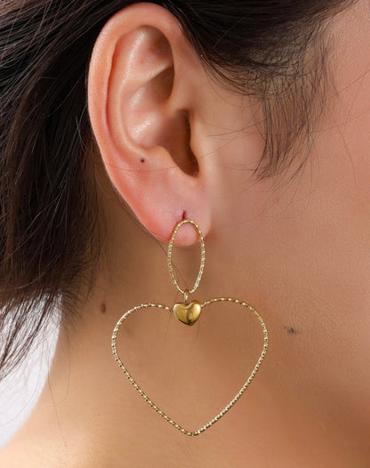 Day Eve Oorbellen Ovaal Hart Goudkleurig Stainless Steel Hypoallergeen Accessoire Voor Dagelijks Gebruik