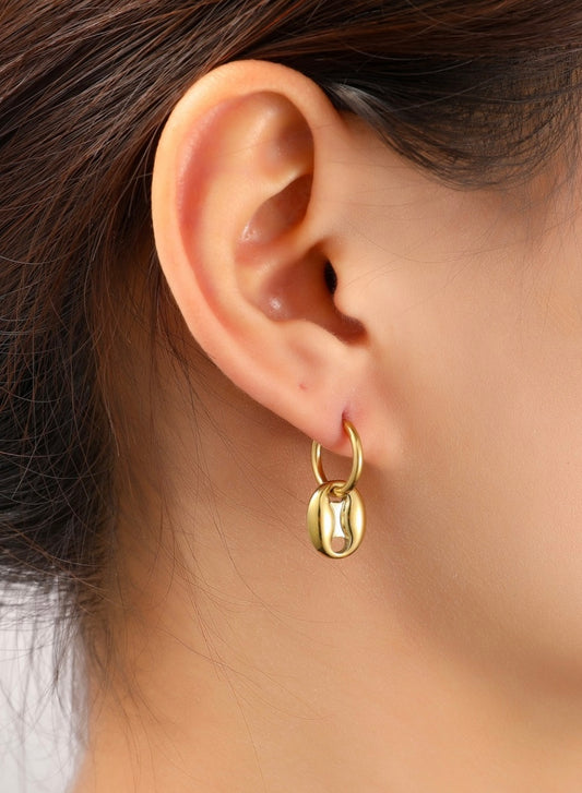 Day en Eve Gouden Hoop Oorbellen Knopstijl Roestvrij Staal Voor Dames Elegant en Duurzaam