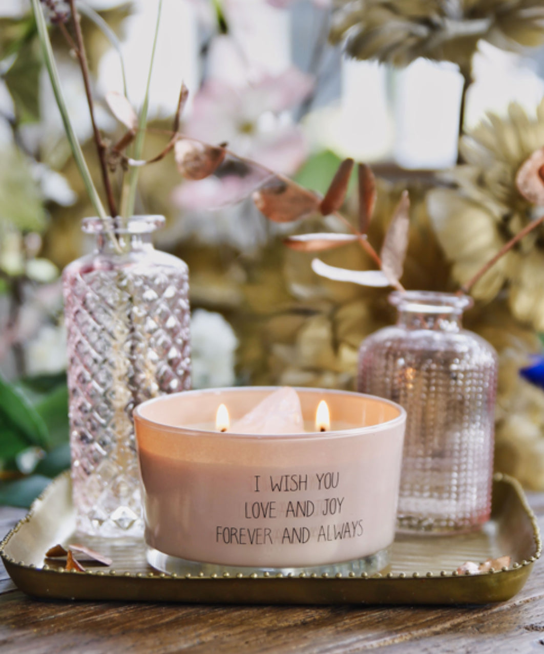 My Flame Sojakaars I Wish You Love And Joy - Green Tea Time Geurkaars Biologische Sojawas