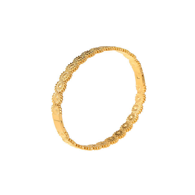 By Shir Armband Luxe Bangle Bloem Verguld Edelstaal Tijdloze Sieraad Met Luxe Afwerking