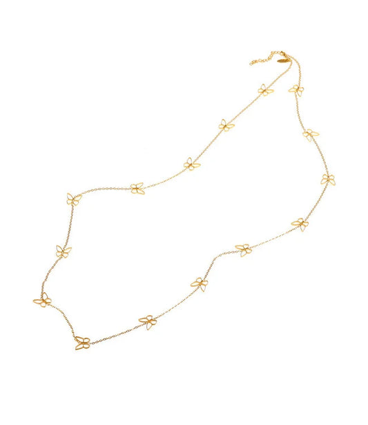 By Shir Ketting Luxe Vlinder Edelstaal Verguld Met Open Vlinder Detail En Verlenging Tot 99,5 Cm