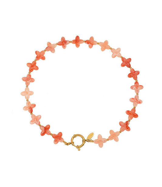 By Shir Ketting Luxe Klaver Kralen Met Verguld Edelstaal Sluiting Lengte Ongeveer 44 cm