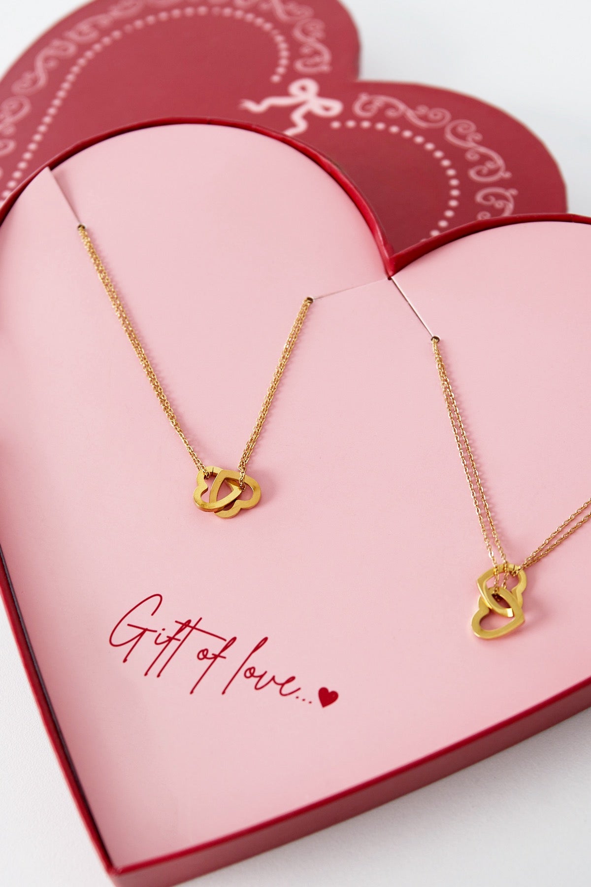 Gift Of Love Hart Kettingen Set Van Roestvrij Staal 40 Cm