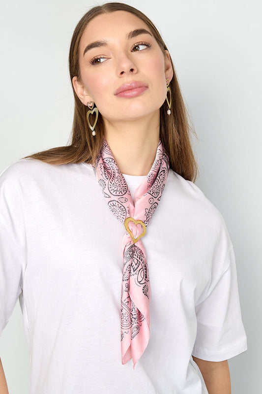 Zijden sjaalclip met hart goud