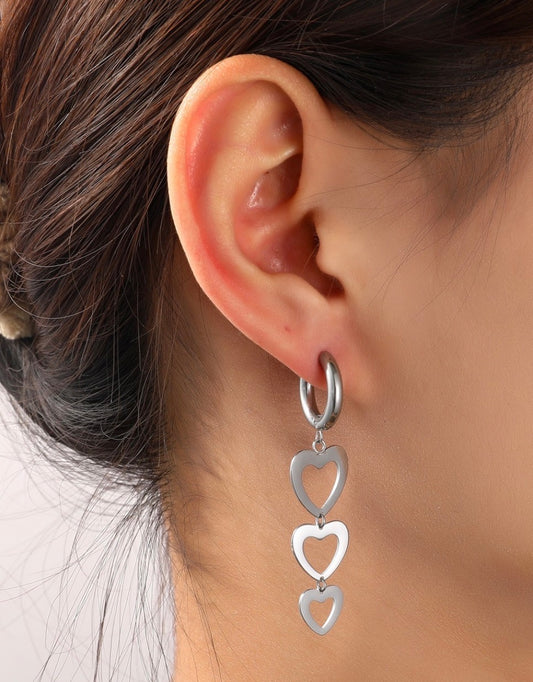 Day And Eve Lange Hartvormige Oorringen Zilver Van Roestvrij Staal Voor Dagelijks Draagcomfort