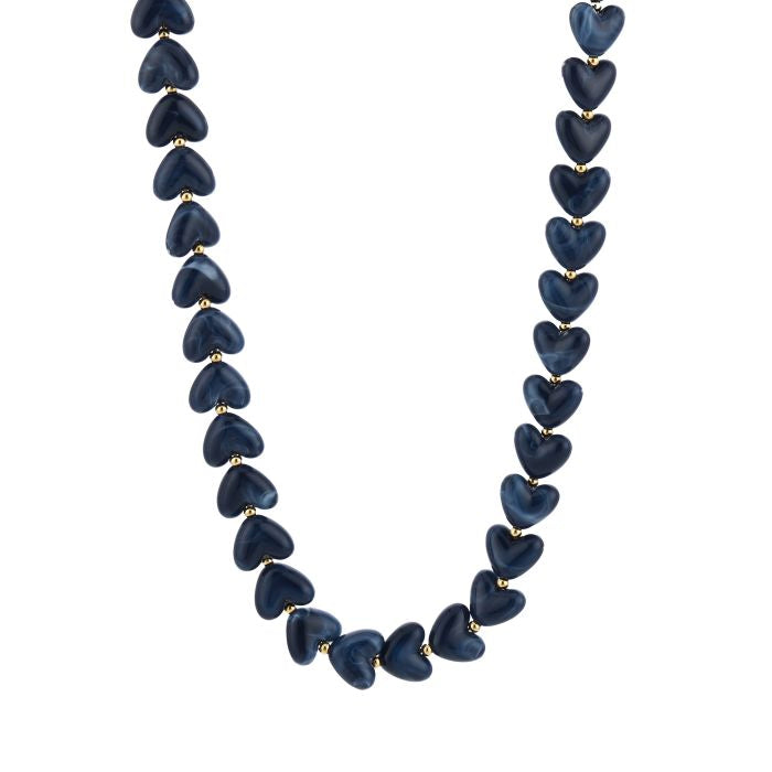 Hartjes ketting blauw