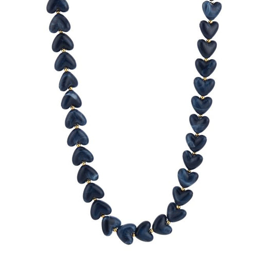 Hartjes ketting blauw