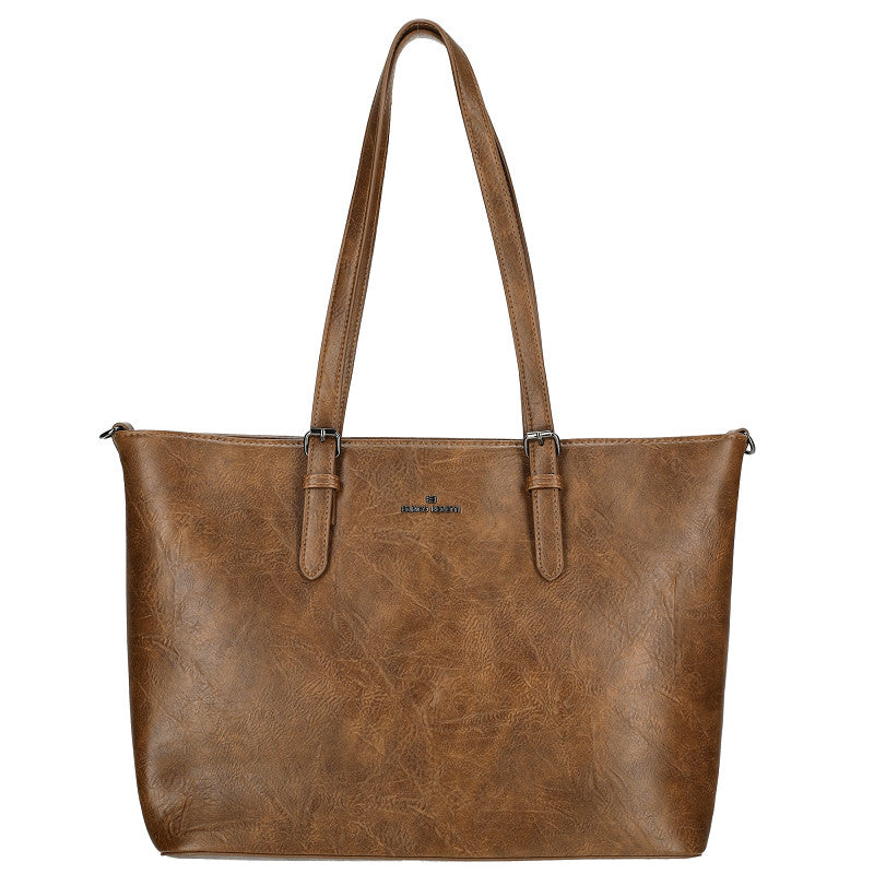 Julia Shopper Laptop 15 Inch Cognac PU Laptoptas Met Ruime Binnenvakken En Afmetingen 42x14,5x30 Cm