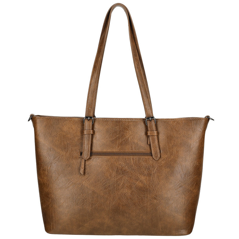 Julia Shopper Laptop 15 Inch Cognac PU Laptoptas Met Ruime Binnenvakken En Afmetingen 42x14,5x30 Cm